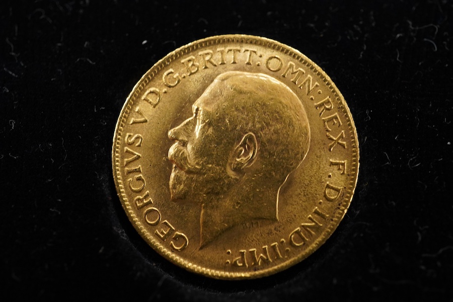 British gold coins, George V, gold sovereign, 1912, VF, in case with certificate stating the sovereign was recovered in June 1932 by the Italian salvage steamer ‘Artiglio’ from the P & O steamer ‘Egypt’ which sank off Us